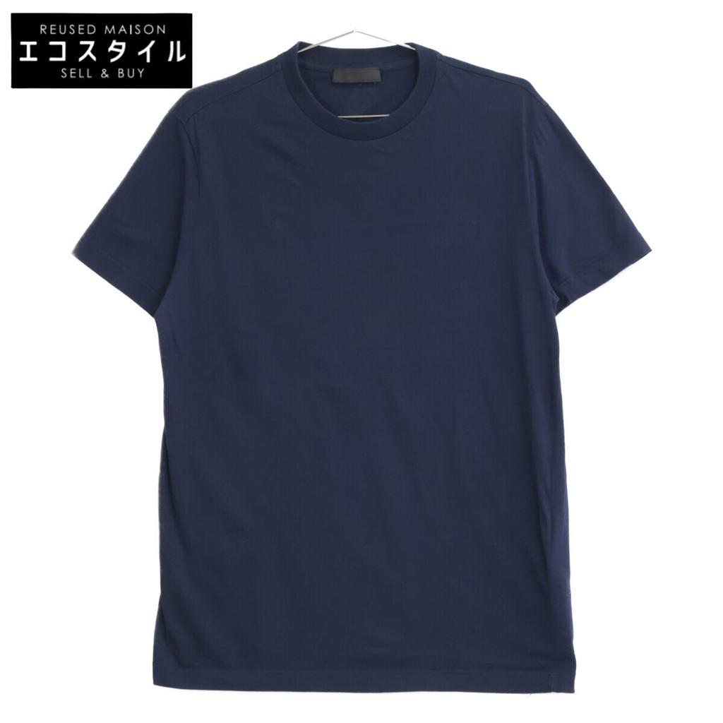 PRADA UMJ492 Navy Triangle Logo Crew Neck T-Shirt tops M NavyUsed