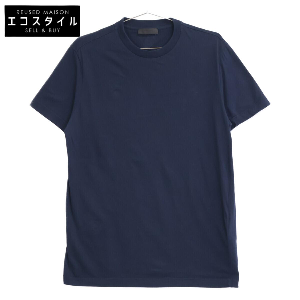 PRADA UMJ492 Navy Triangle Logo Crew Neck T-Shirt tops M NavyUsed