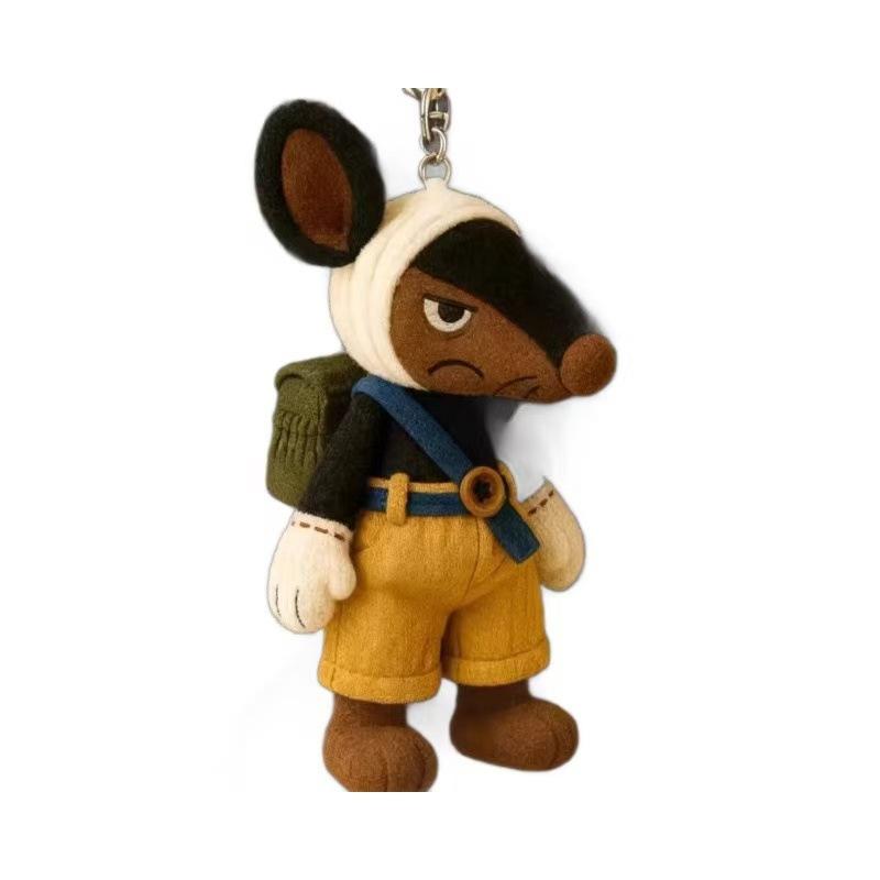 One-Ear Black Cat Plush Keychain Cute Doll Bag Pendant Gift