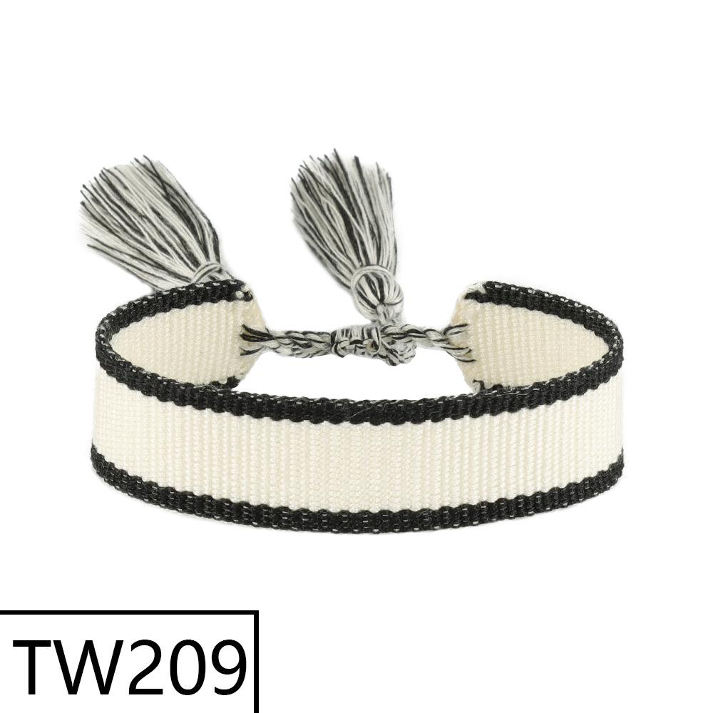 Customizable Handmade Bohemian Tassel Bracelet with Embroidered Logo - European & American Ethnic Friendship Style