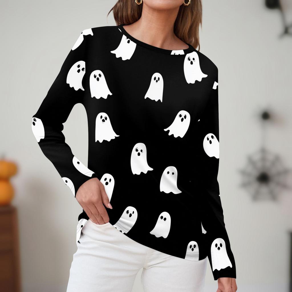 Women's Daily Casual Long-sleeved Printed O-neck Top