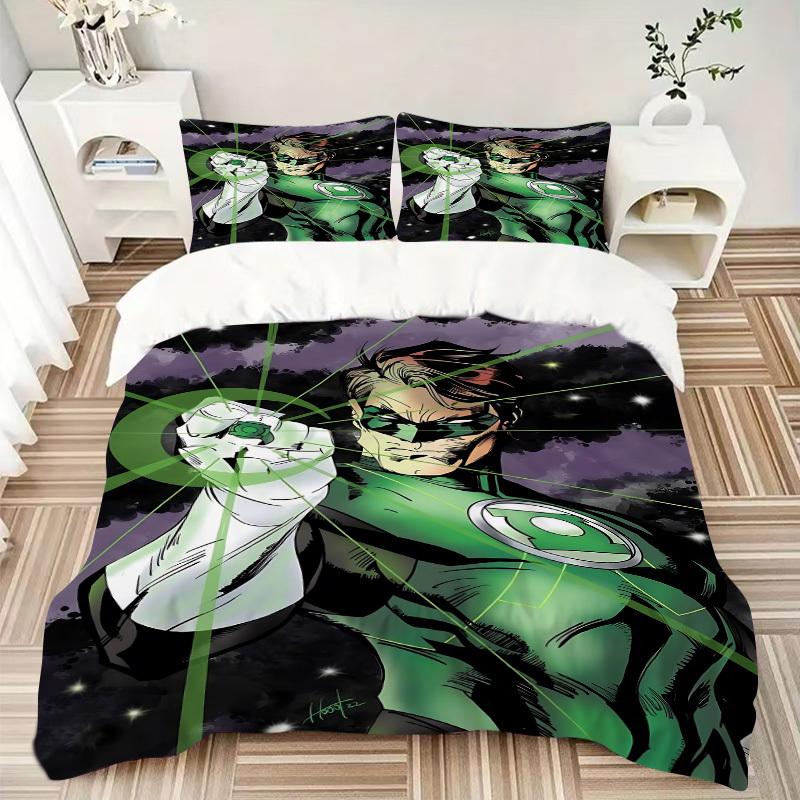 3pcs Green Lantern Cover Set,Soft Comfortable Duvet Cover,Guest Room (1*Duvet Cover + 2*Pillowcases, Without Core) yy251024113