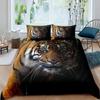 Set Biancheria da Letto Tigre Misura Queen per Ragazzi Uomini Copripiumino con Stampa Animale 3D Set Copripiumino Fauna Selvatica con 2 Federe 3 Pezzi