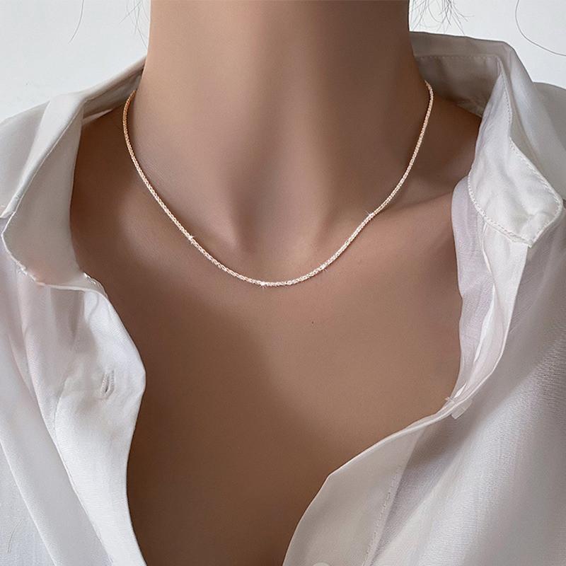 iF ME Collier en argent pour femmes, chaîne Double couche Simple, accessoires de mode, bijoux