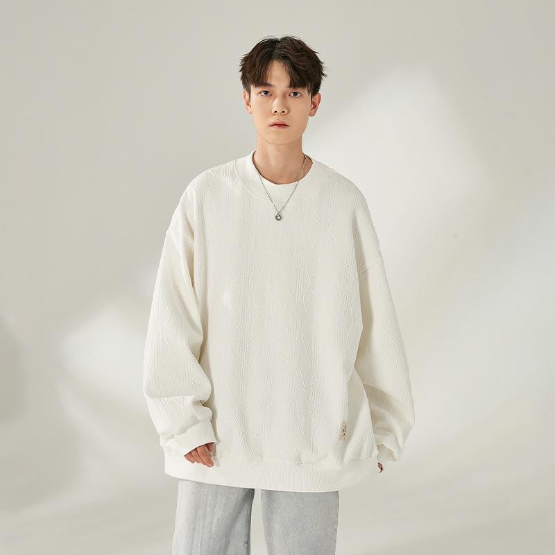 NASA Men's Trendy Long Sleeve Spring/Autumn Hoodie - Plus Size Heavyweight T-Shirt with Velvet, Solid Color, Loose Slit Design.