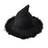 Halloween Beanie Witch Hats Women Plush Trim Wide Brim Pointed Cap Masquerade Cosplay Party Hats Costume Accessory Multi-color Optional