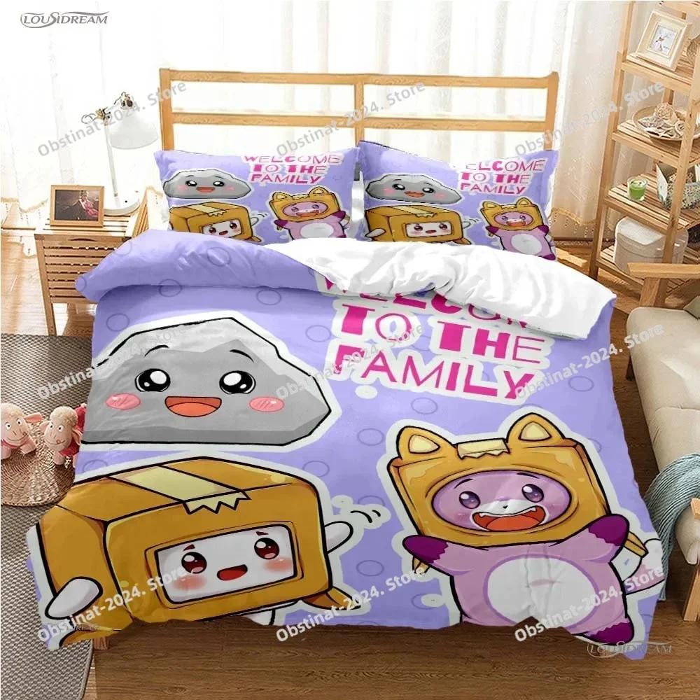 L-Lankybox Animated Movie All Season Bedding Set Printed single Comforter Duvet Cover Pillow Case 3 Pieces Sets Kids Adult Size