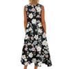 Women's Fashion Summer Casual Sleeveless Floral Printed Small Pocket Dresses