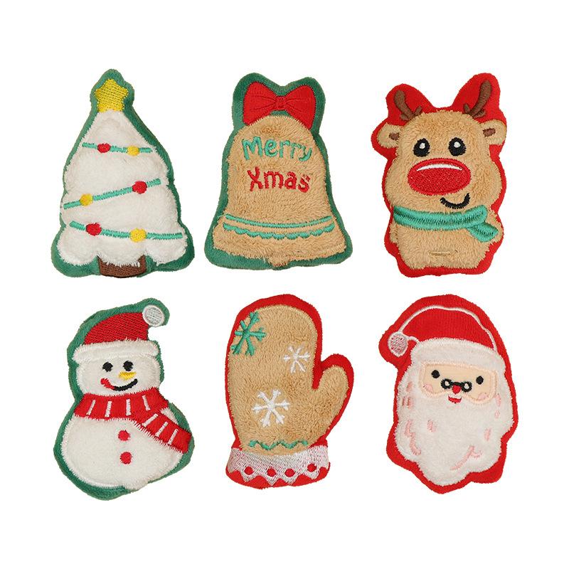 Christmas Plush Cartoon Cat Toy Design Builtin Cat Mint Fun Pet Chew Toy