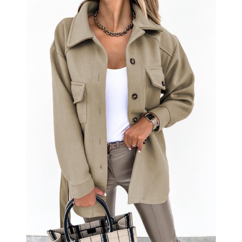 Revers Jacke Frauen Herbst Winter Casual Langarm Weibliche Top Mantel Mode Business Hemd Jacken