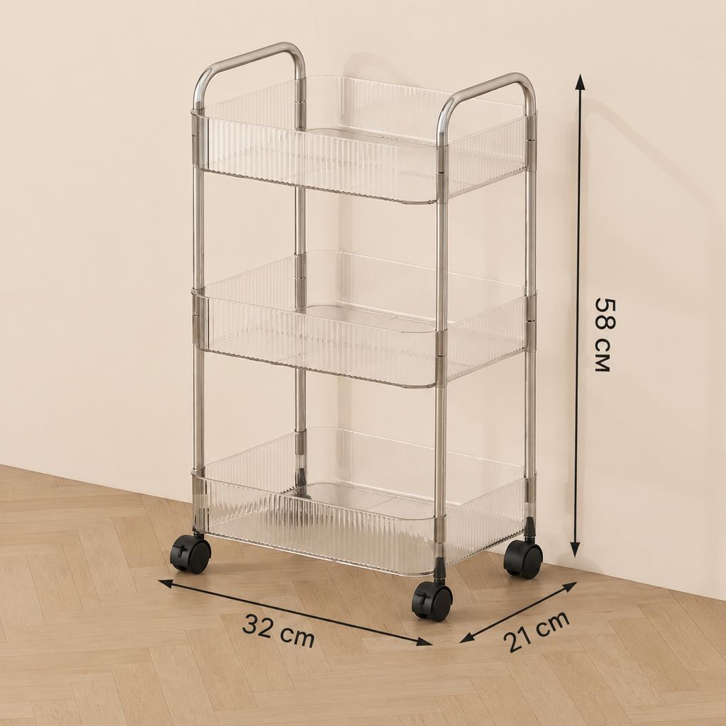 Mobiles Regal mit Rädern Mehrschichtiges Lagerregal Heim-Servierwagen für Snacks Kosmetik Kleinkram Organizer 2/3/4 Etagen Rollwagen