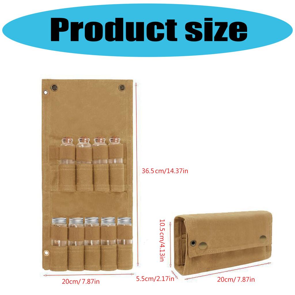 Foldable Spice Jars Canvas Bag Compact Spice Storage Jar Bag for Camping and Travel Easy to Carry and Store