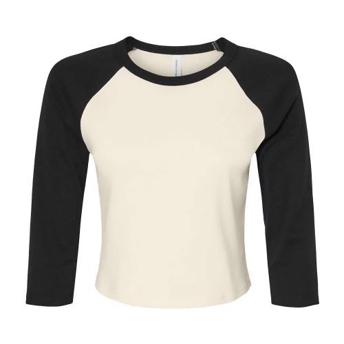 Bella + Canvas Dame/Damer Raglan 3/4 Erme Kort T-skjorte