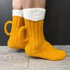 Unisex 3D Beer Socks Warm Mid-Calf Floor Socks Beer Socks, Color-Blocked Home Floor Socks, Warm Mid-Calf Wool Socks