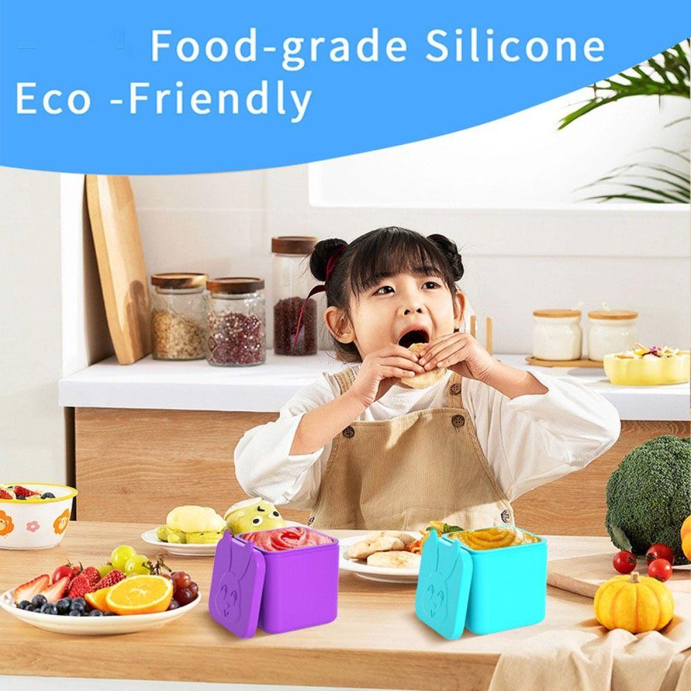 2pcs Reusable Dips Container Silicone Salad Dressing Container Snack Box  Lunch Box
