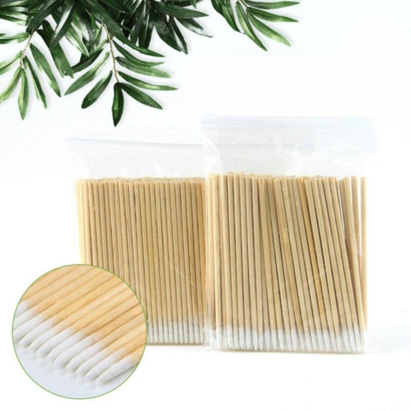 100 Pezzi Pennelli Micro Senza Pelucchi Cotonfiocchi in Legno Bastoncini di Cotone Bastoncini di Legno per Cura Pulizia Cotonfioccolo Cosmetico Strumenti per la Rimozione della Colla per Estensioni Ciglia