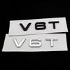 BKS5 1Pcs 3d ABS Chrome Black V6T Logo Number Letters Car Fender V6 T Emblem Badge Decal For A6 C7 A4 4 S4 V6T Sticker Accessories