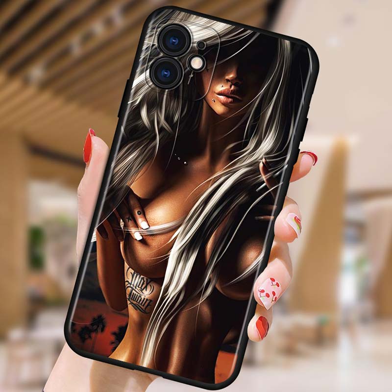 

Сексуальная татуированная девушка для Apple iPhone 12 Pro Max Mini 11 Pro XS Max X XR 6S 6 7 8 Plus 5S SE2020, черный чехол для телефона iPhone 12