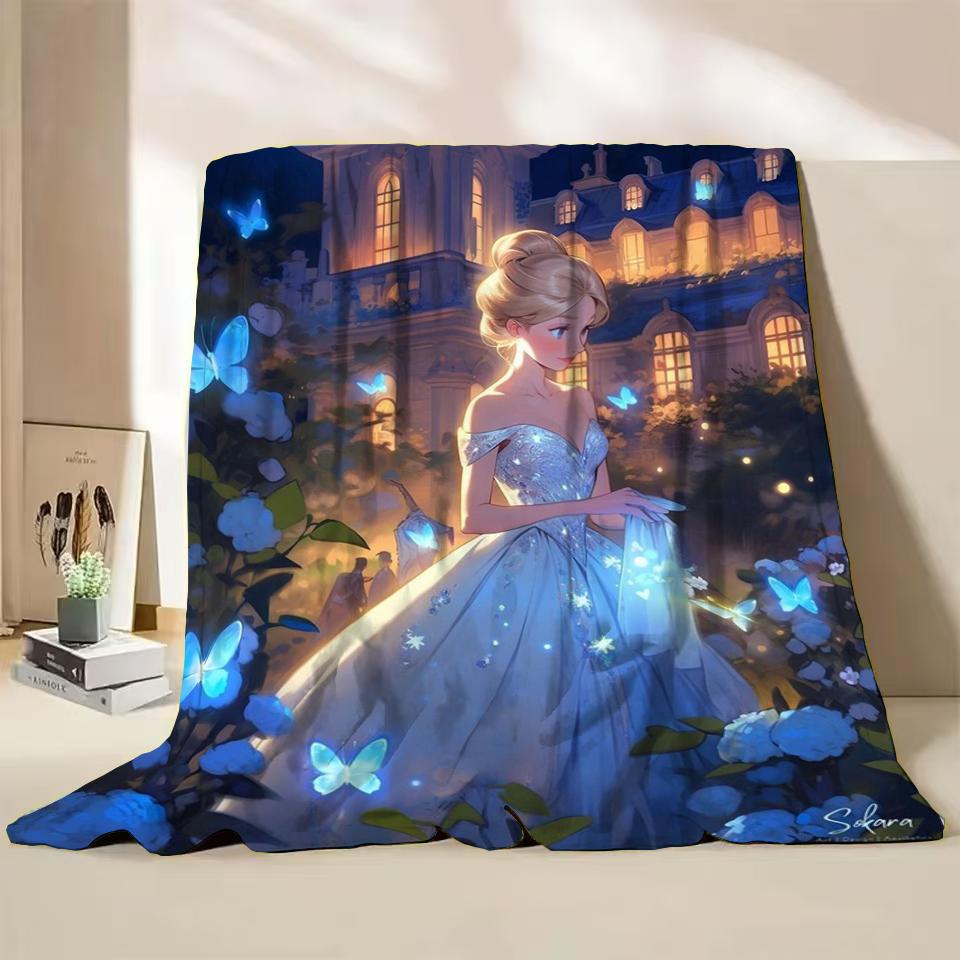 Disney Cinderella Flannel Thin Blanket.Four Season Blanket. Travel Picnic,for Sofa,Beds,Living Rooms,Fluffy Blanket Gifts