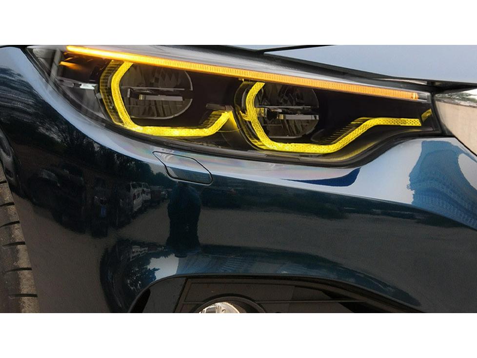 BMW 4 Series (2013-2020) F32 Headlight Assembly with M4 Style LED Turn Signals & Golden DRL
