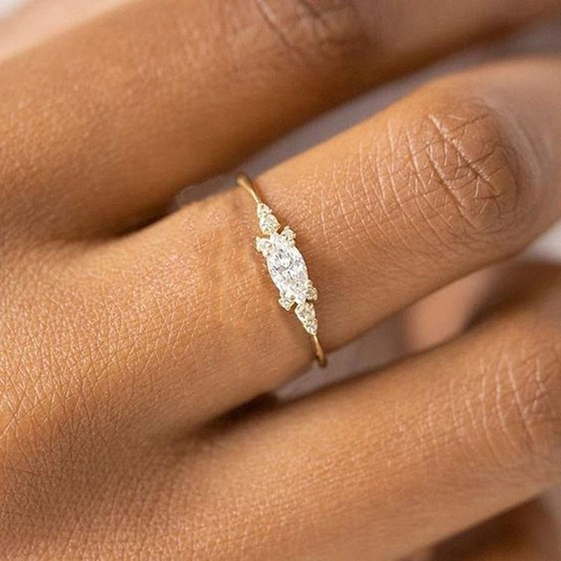 New INS Gold Noble Trend Dainty Rings For Women Entry Lux Zircon Midi Finger Rings For Girl Anniversary Jewelry KAR229