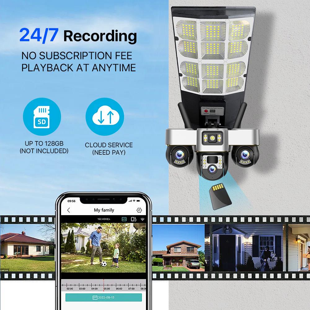 Solar-Powered Smart Street Light with HD Camera & Remote Control, 3-Axis Rotation for Outdoor Surveillance