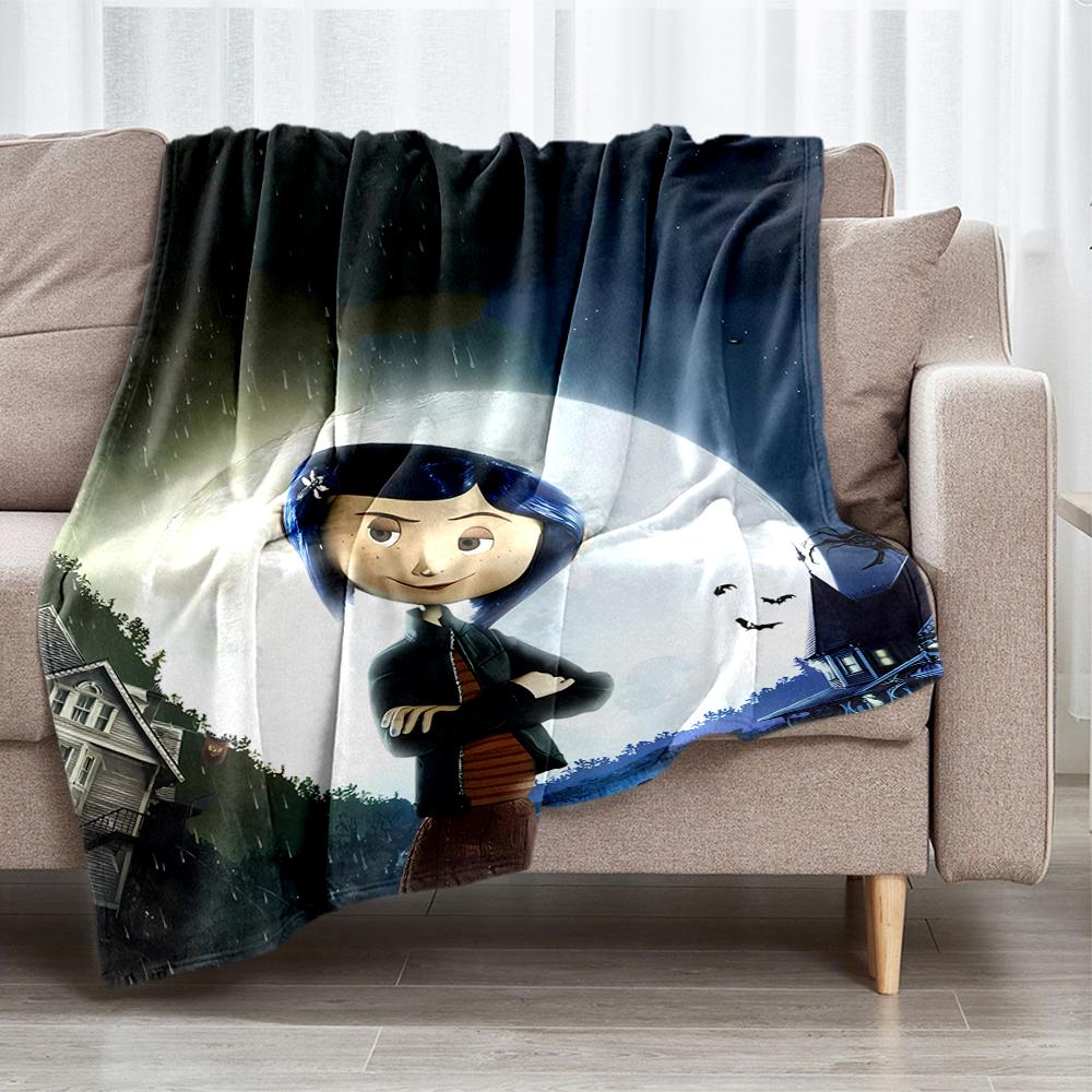Coraline Theme Printed Blanket - Perfect for Couch, Bed, Travel & Outdoor Use | Machine Washable, Cozy & Durable.