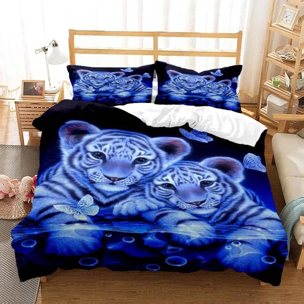 

Tiger Pattern Digital Print Comfortable Duvet Quilt Cover Pillowcase Bedding Set Children Bedroom Decoration Home Textile 70x133cm