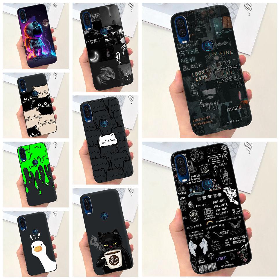 For Motorola One Vision Case One Macro BaCK Cover Gothic Black Cool Fashion Phone Mask For One Vision OneMacro Bumper Soft Matte