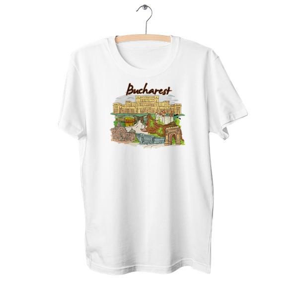 FEREDA, T-shirt unisex con stampa della città di Bucarest, t-shirt a maniche corte con scollo rotondo, t-shirt di coppia per uomo e donna, t-shirt di coppia abbinate