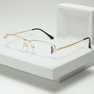 Metal Half-Frame Anti-Blue Men'S Reading Glasses Plain Reading Glasses Women'S Ultra-Light Elderly Reading Glasses