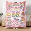 Happy 100Th Birthday 1926 Themed Blanket Personalized Name Soft Warm And Versatile For Sofa Bed Office And Travel Machine Washable Comfortable In All