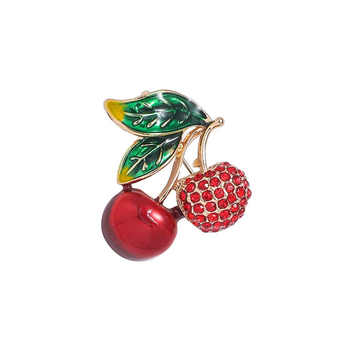 1Pc Cute Sweet Cherry Brooch Creative Charm Fruit Pin Personalized Trendy Jewelry Accessories Clothing Bag Decoration Party Gift