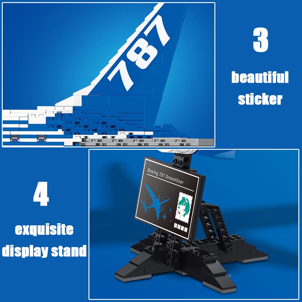 1353PCS Boeing 787 Dreamliner Airplane Building Blocks Assemble Bricks Educational Toys Desk Decoration Gifts For Kids Boy