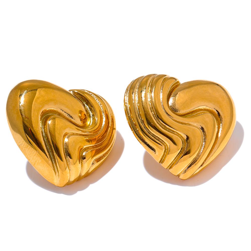 

Yhpup Big Promotion Stainless Steel Heart Cast Love Stud Earrings Metal Attractive Romantic Daily Jewelry Wholesale