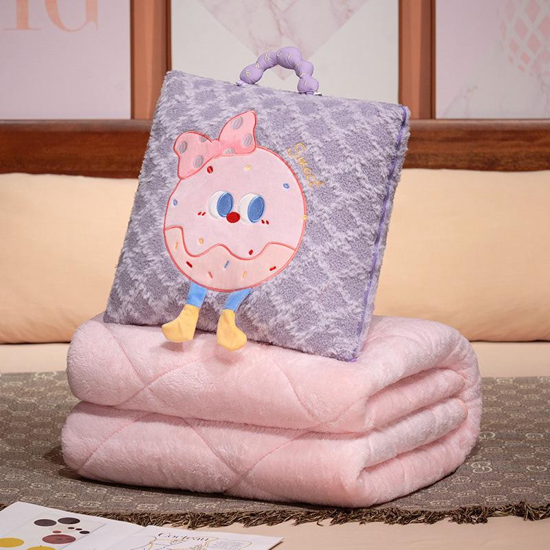 Creative and Fashionable Pillow Quilt Blanket Two-in-one Two-dimensional Wash Cotton Nap Air Conditioner Pillow Embroidered Plush Head Cushion