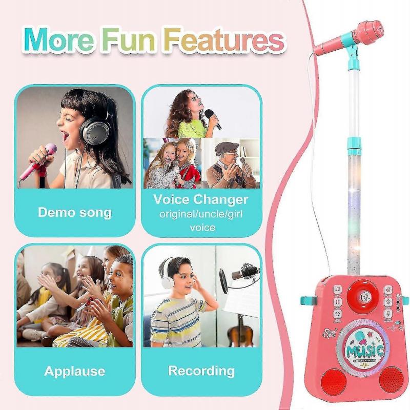 Kinder-Karaoke-Maschine mit blinkenden Bühnenlichtern und Begleitmusik, tragbarer Kinder-Karaoke-Lautsprecher
