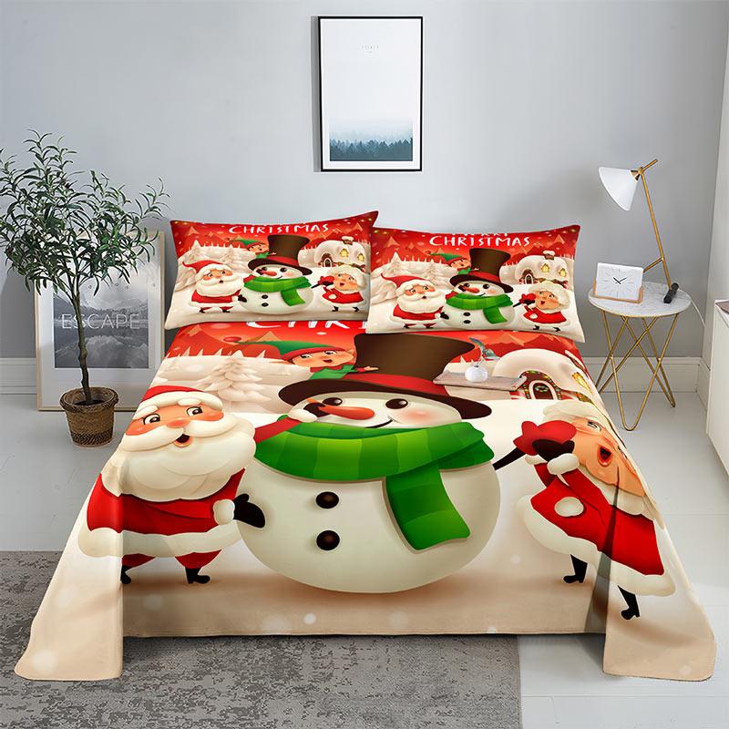 Comforter Merry Christmas Bed With 3D Print Santa Claus Home Decor New Year King Queen Full Size Red Bed
