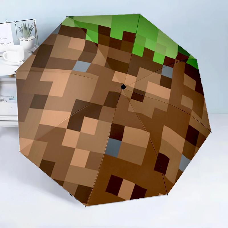 Pixelated Minecraft Character 8-Frame for Travel, camping, Casual Lightweight Portable Umbrella, Essential for every family Holidays Birthday Gift