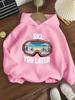 Winter and autumn style children's ski goggles pattern pullover hoodie,everyday comfortable, breathable and warm pullover hoodie