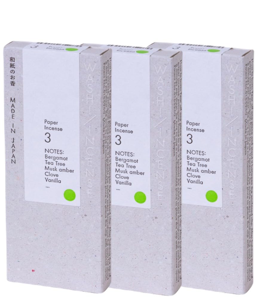 

[3-Piece Set] Kunjudo WASHI INCENSE Japanese Paper Incense #3, Citrus Scent (30 Sticks) with Clip