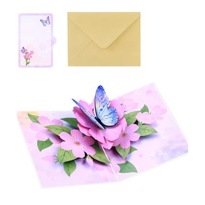 3D Schmetterling und Blume Popup Postkarte Handgemachte Grußkarte mit Umschlag für Geburtstag Jubiläum Geschenk für Lehrer