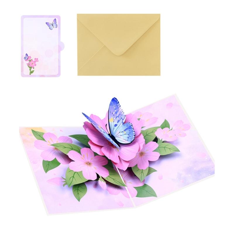 

3D Popup Card with Butterflies and Flowers Handmade Greeting Card with Envelope Stylish Present for Teachers and Friend 1