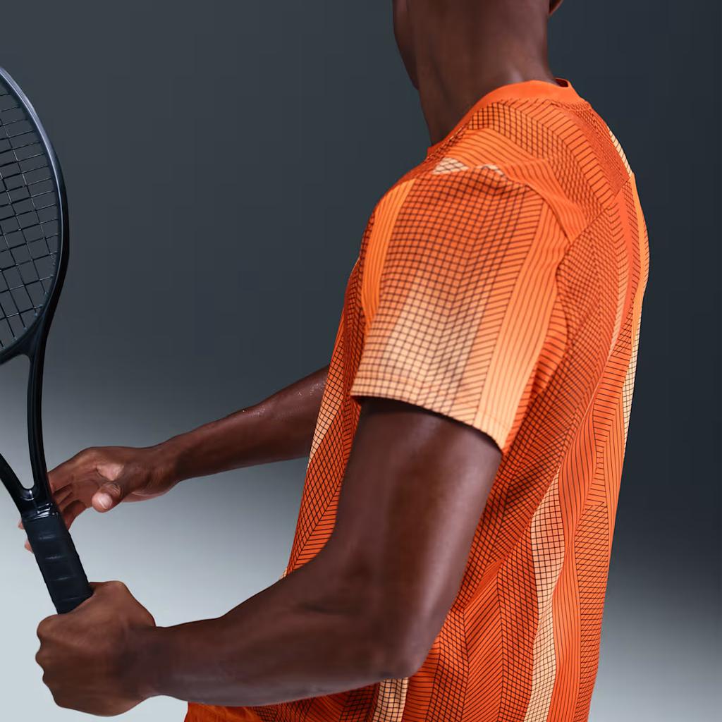 Nike Court Victory Dri-FIT Crew Neck Sweat-Wicking Short Sleeve Tennis Shirt Men tops Campfire-Orange White HM6505-893