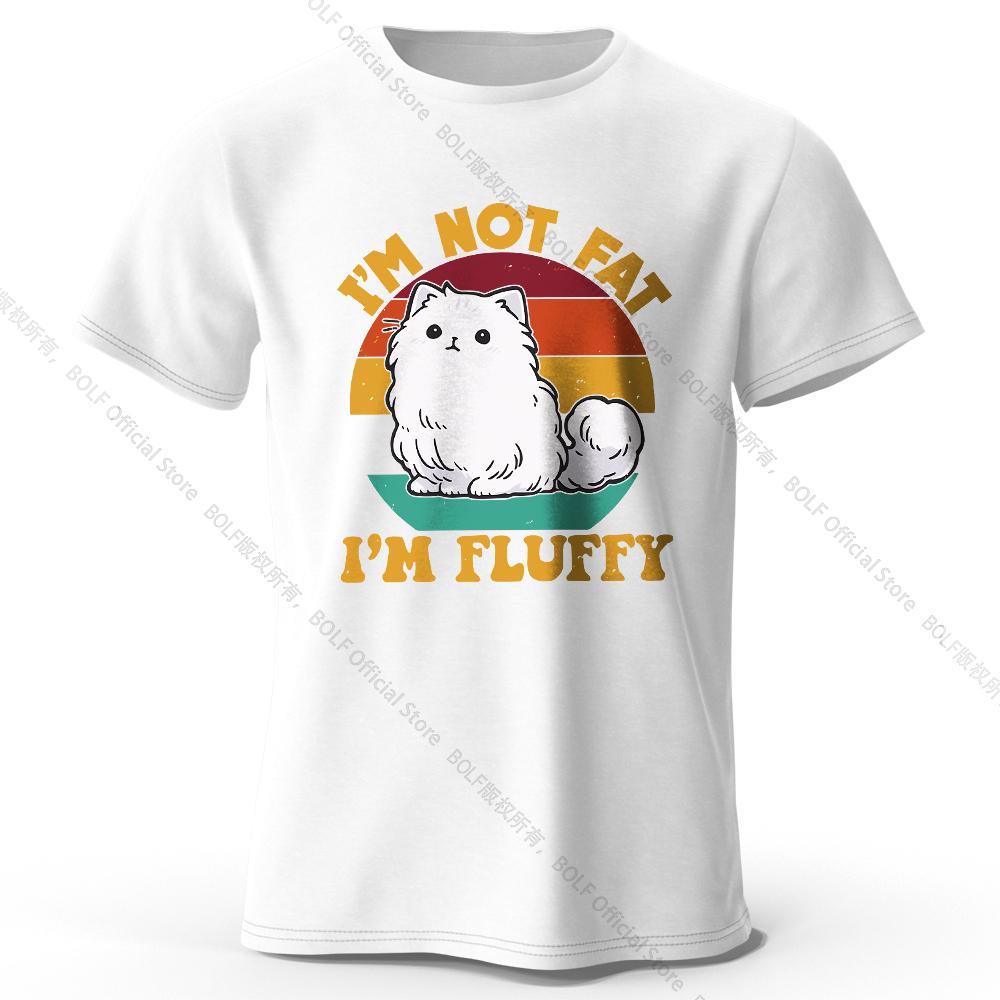 Men's I Am Not Fat I Am Fluffy Printed T-Shirt 100% Cotton Oversized Humor Graphic Tees for Women Summer Tops Kawaii Streetwear