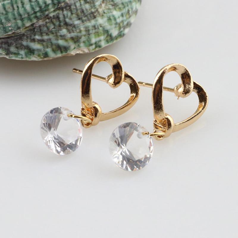 3D Round Rhinestones Drop Earrings for Women Golden Silver Color Hollow Out Metal Dangle Earrings Party Sweet Fashion Jewelry
