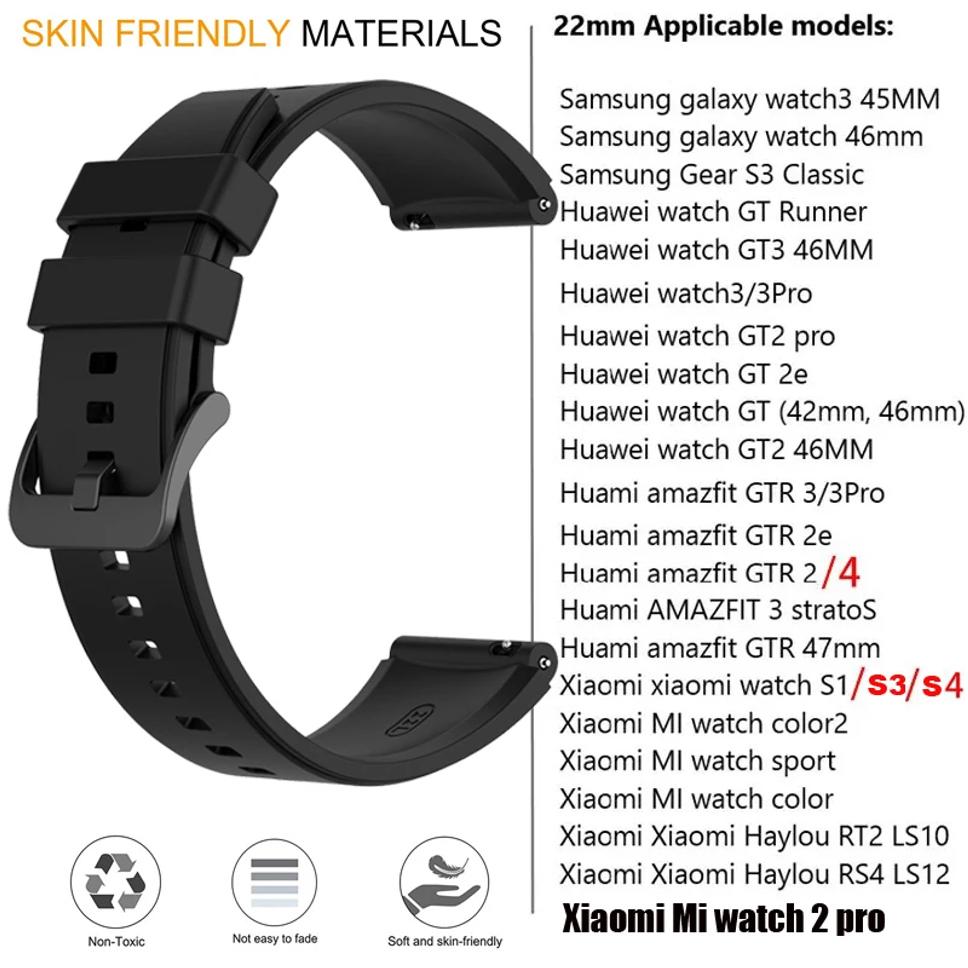 22mm Silicone Watch Strap For Huawei Watch GT3 Pro GT 46mm Replacement Sport Watch Bands for Samsung Galaxy Watch 3 45mm Gear S3