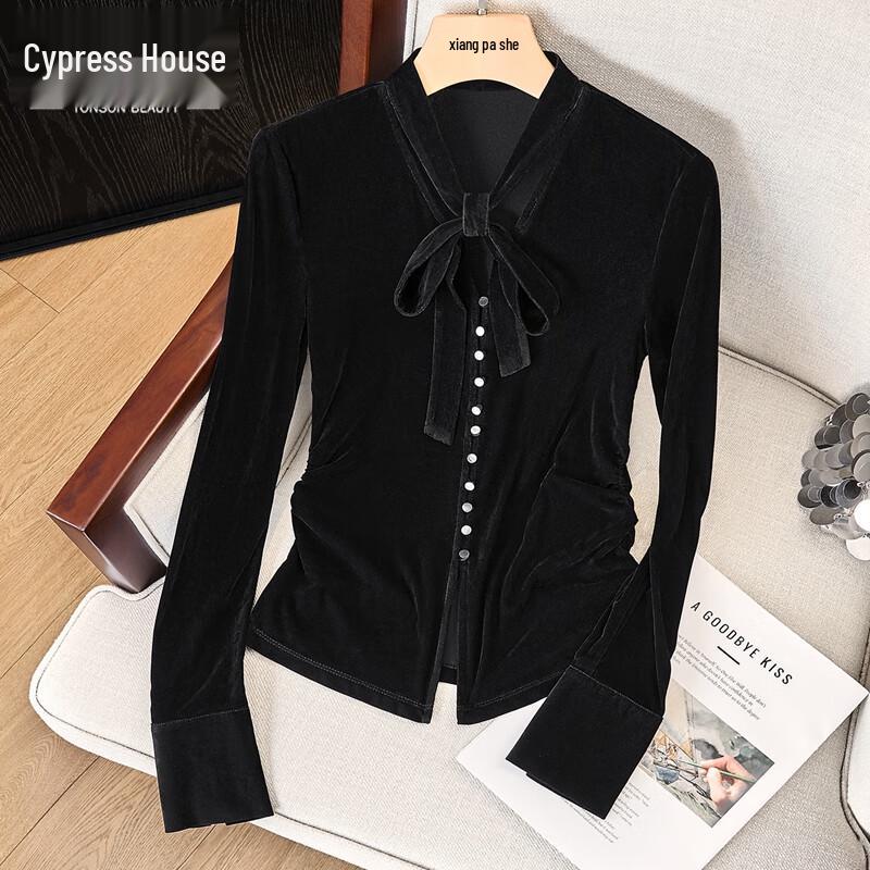 SIBOSHE Women s V-Neck Slimming Long-Sleeve Button Top S