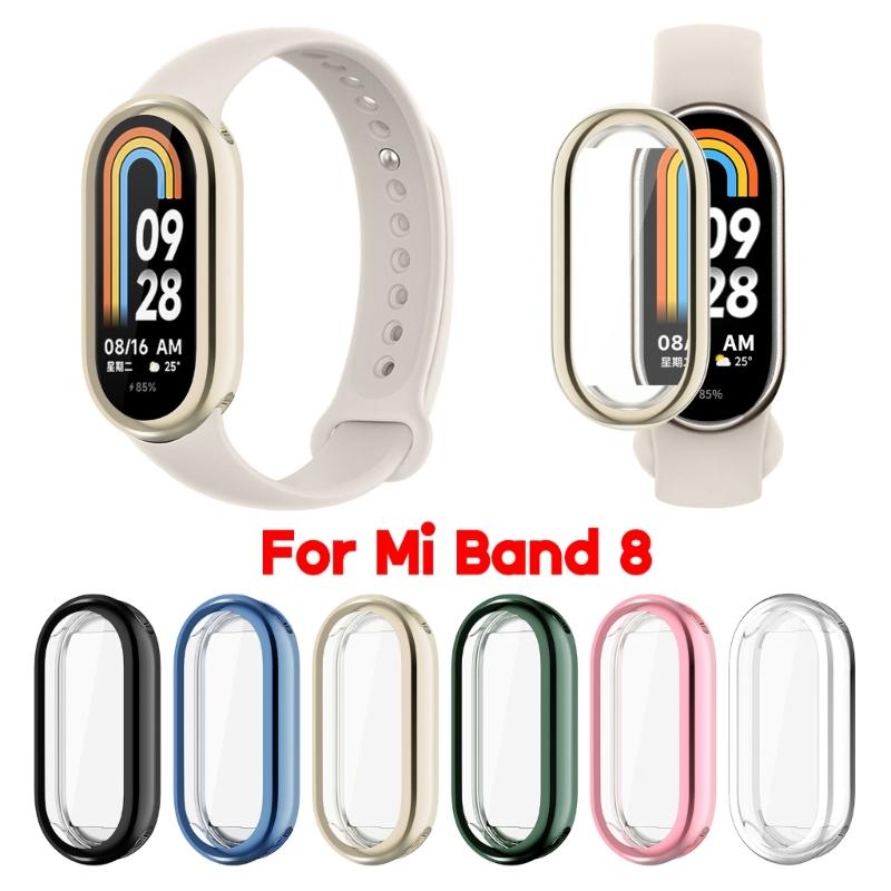 Soft TPU Screen Protector Housing Compatible for Mi-Band 8 Scratched Resistant Protective Cover Bumper-Shell Shockproof