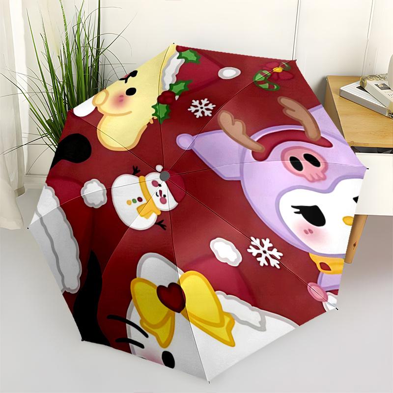 

1pc Christmas Edition Auto Open Close Umbrella - Portable Tri-Fold Design with 8-Bone Iron Frame, Perfect for Outdoor Use, Festive Gift Suitable for F